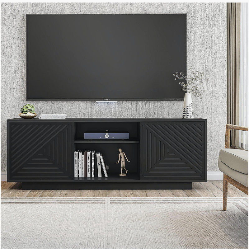 Techni Mobili modern TV cabinet, suitable for TVs 70 inches or smaller, black, Black