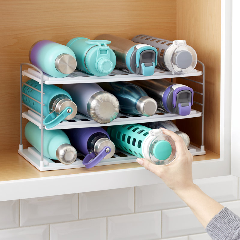 Clear Adjustable 3-Shelf Water Bottle Organizer