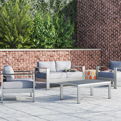 Shore 4-piece Outdoor Patio Aluminum Sectional Sofa Set