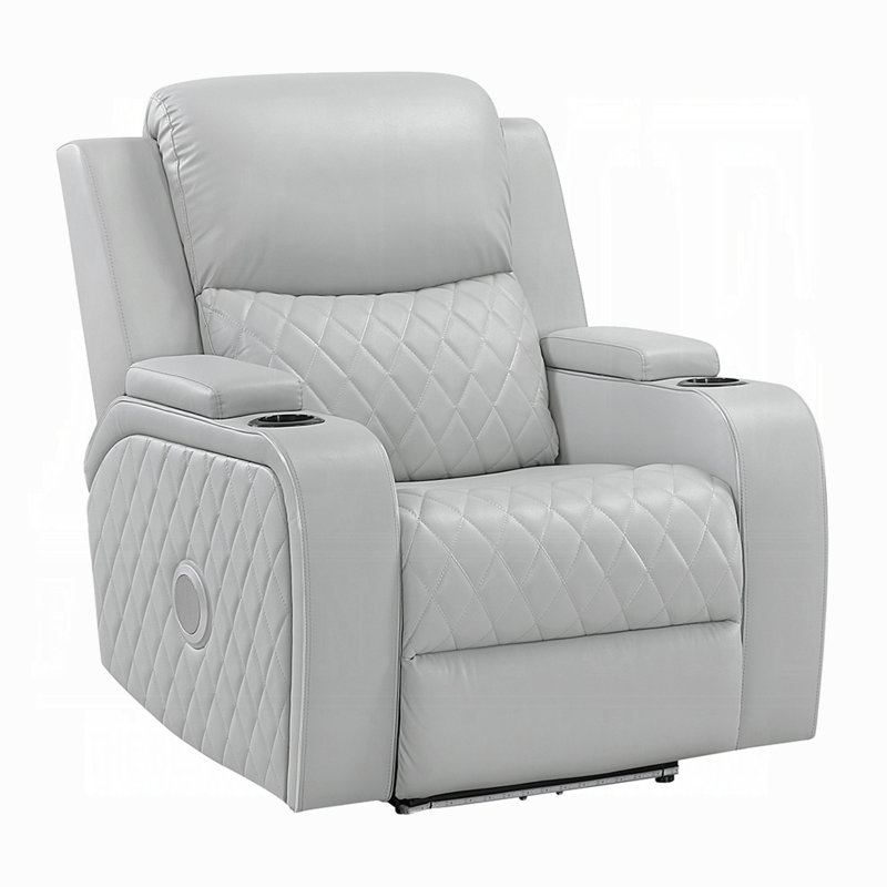 Fauteuil inclinable électrique Ely avec DEL, cuir synthétique gris clair Ely