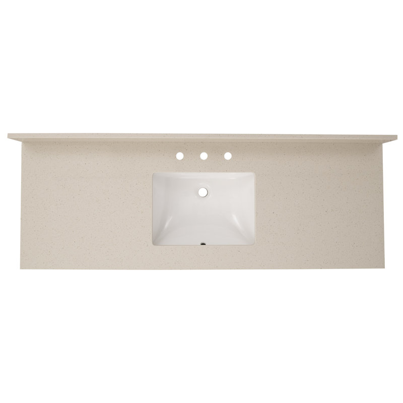 Iced White 61" Engineered Marble Vanity Top with Single Sink