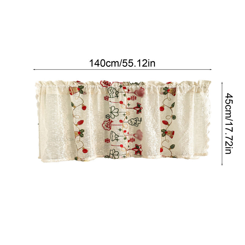 Kbndieu Christmas Curtains Christmas Embroidery Short Curtains Holiday Theme Decorations Pastorals Style Cafes Decorative Curtains Suitable for Christmas Decoration