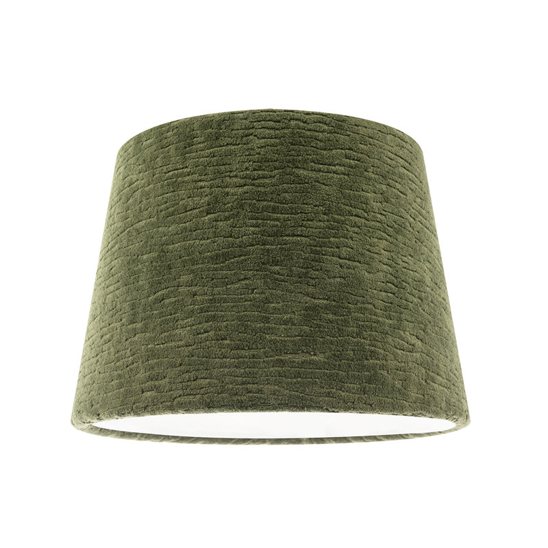 Thick Lined Textured Velvet Lamp Shade With Satin Inner By Happy Homewares, Green