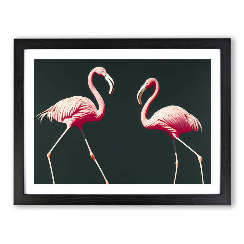 Shining Flamingos - Framed Print, Black, 25cm H x 34cm W x 2cm D