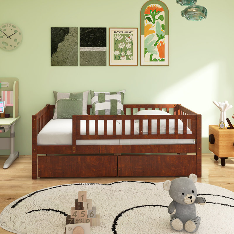 Daybed Wood Bed With Two Drawers, Twin, Brown