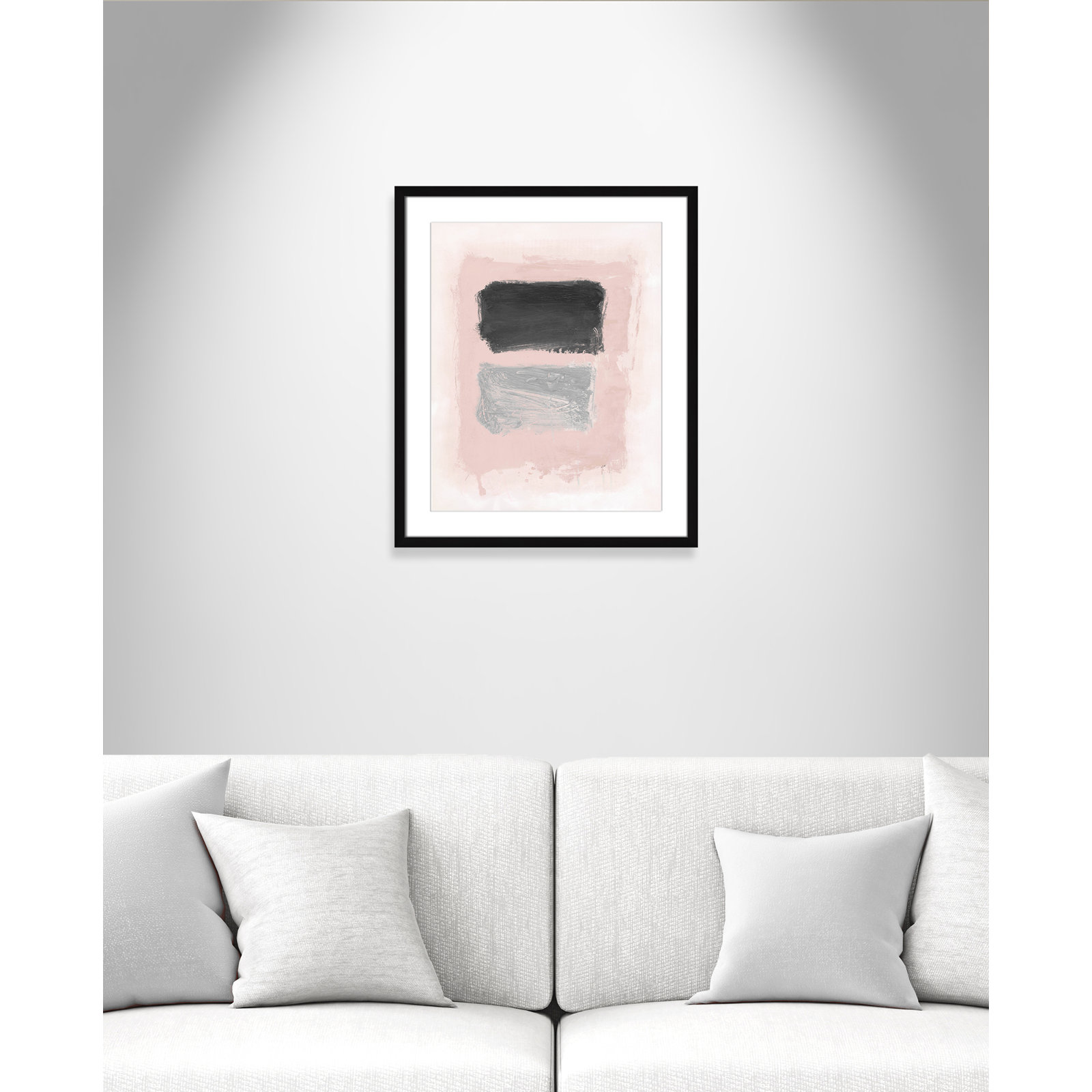 Pink, Black and Silver Shimmer I Print, 25.5" H x 21.5" W x 1.25" D, Black Matted Picture Framed