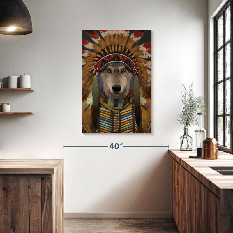 Brampt Wolf Spirit Chief, 39" H x 26" W