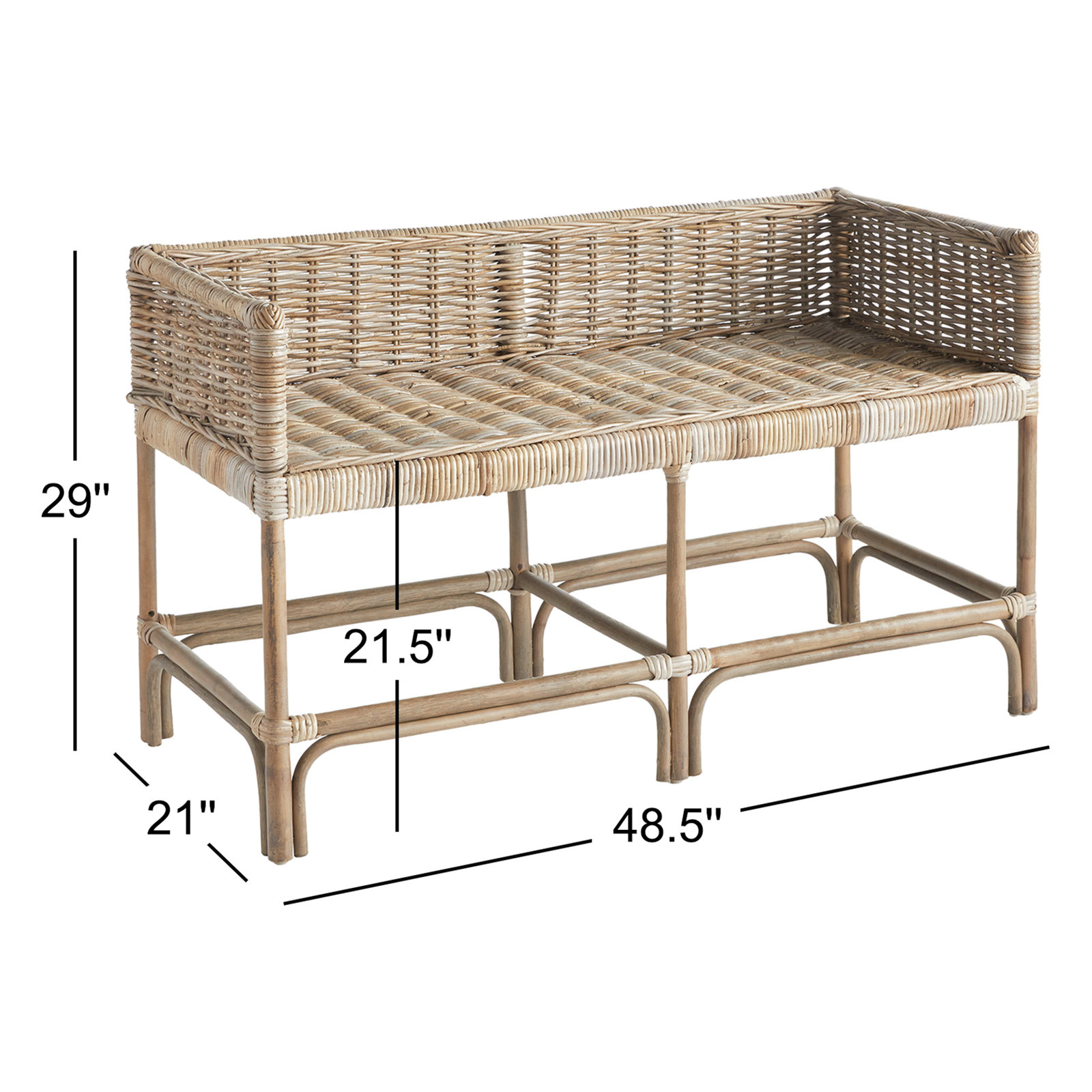 Raye Wicker Woven Accent Bench