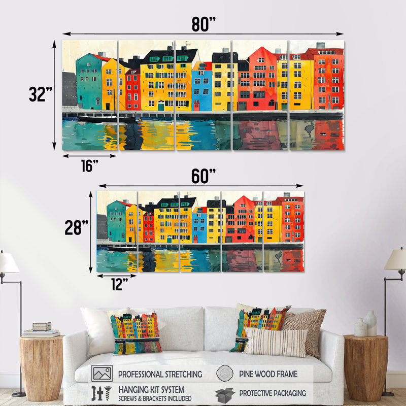 Breaux - ensemble d'art mural Copenhague, H 32 po x l 80 po