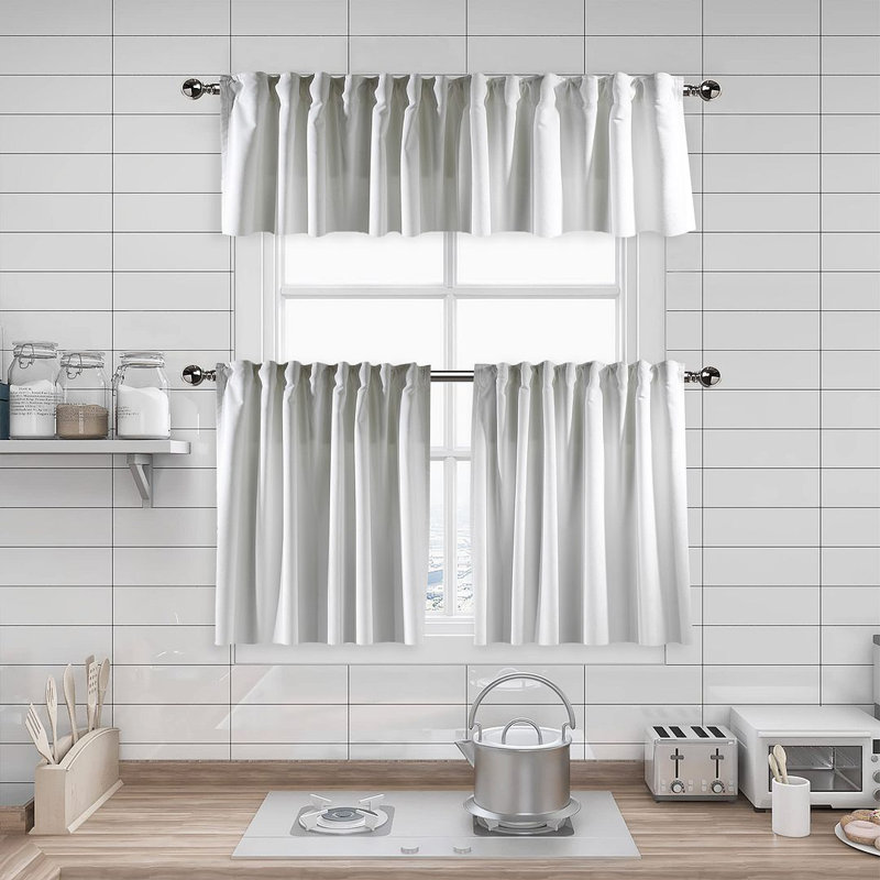 Soft Touch Velvet Kitchen Valance, 75 W x 60 D cm, 11 White