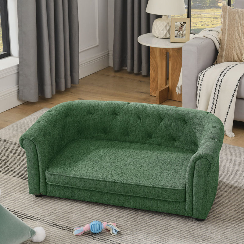 Lit rectangulaire pour chien, canapé-lit pour chien, H 15 po x l 38 po x P 22 po, Vert