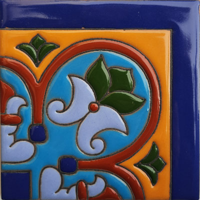 Carreau mexicain de coin Talavera de 4,2 po x 4,2 po 9 pièces TalaMex
