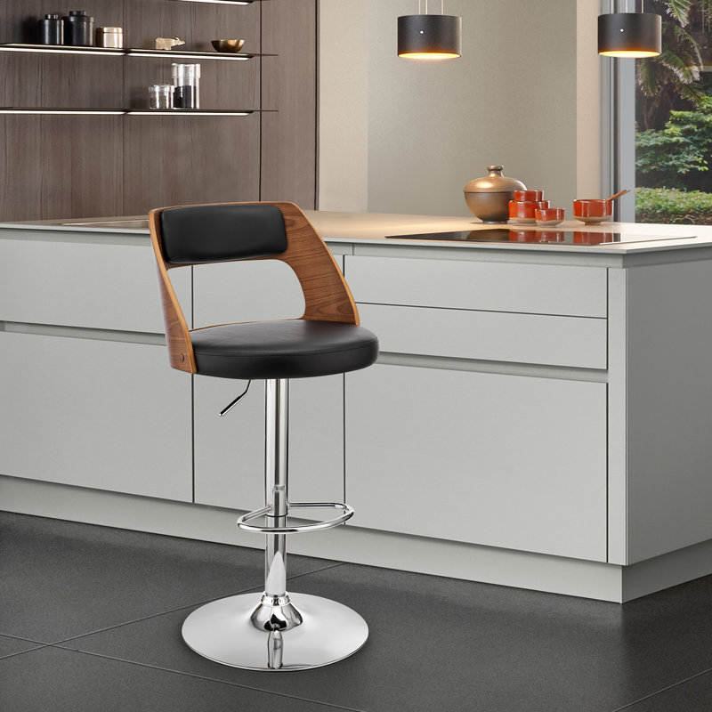 Tabouret de bar pivotant à hauteur réglable Carridice, Chrome, Noir