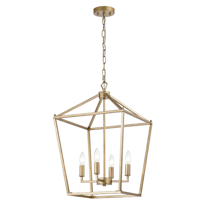 Lustre en fer de style lampadaire Buelex, H 21,7 po x l 15,7 po x P 15,7 po, Satin