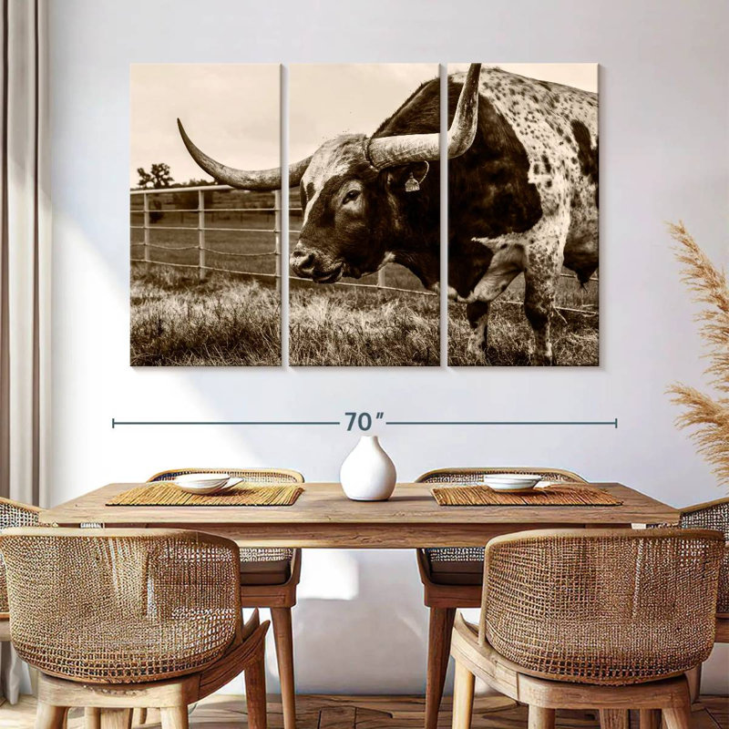 Sepia Longhorn, 42" H x 65" W