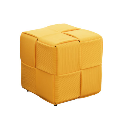 Repose-pieds carré jaune, tissu en velours côtelé, souple et haute résilience, idéal pour les chambres de bébé, aucune installation requise, sensation de douceur tissée, peut être utilisé comme tabouret de coiffeuse,