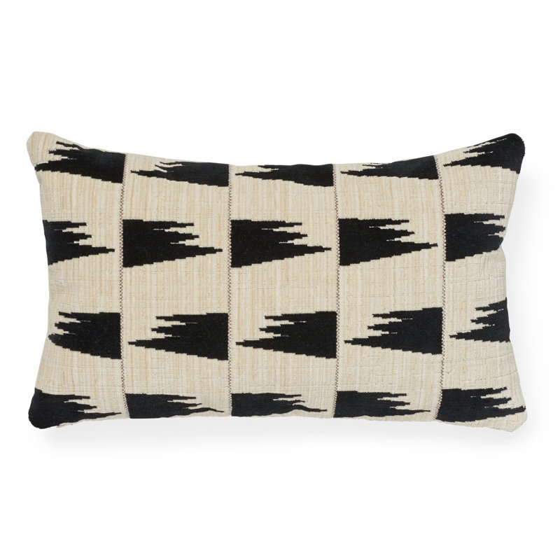 Schumacher x David Kaihoi Tutsi Pillow, Black/Ivory, 14" x 24"