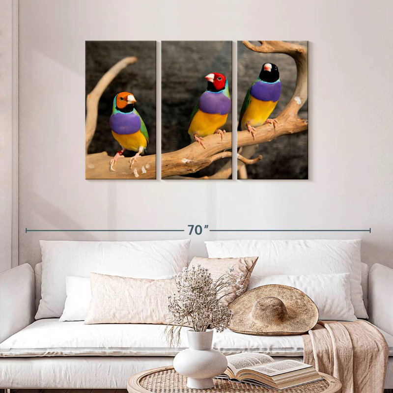 Brampt Rainbow Finches, 28" H x 45" W