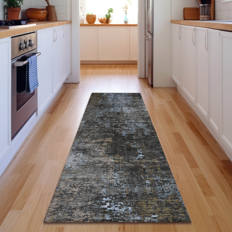 Premium Machine Washable Prisco Graphite Rug, Runner 2'3" x 7'6"