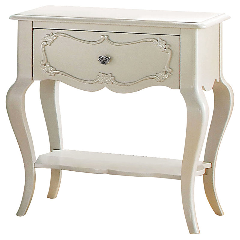 Table de chevet et tablette Pearl White