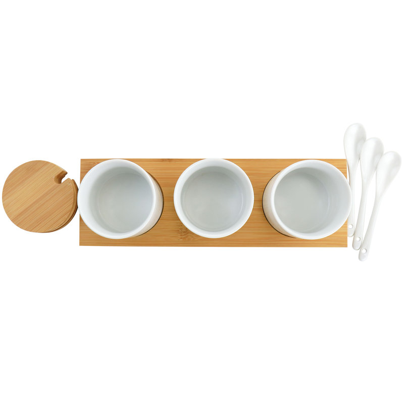 Gibson Elite Gracious Dining 10 Piece Fine Ceramic Condiment Jars Serving Set In White