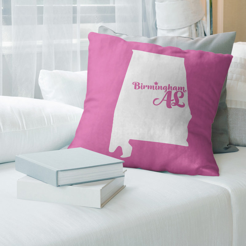 Microsuede Reversible Pillow Cover, 14" x 14", Pink, Birmingham