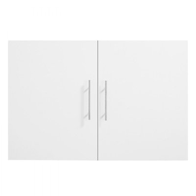 Laundry Room Wall Cabinet, 2-Tier Wall Mounted Hanging Cabinet with 2 Doors, Cupboard Organizer with Adjustable Shelf, for Bathroom, Kitchen, Garage, Laundry, 16 x 36 x 24 in (D x W x H), White