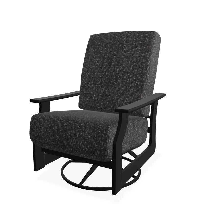 St. Catherine Marine Grade Polymer Deep Seating Cushion Swivel Rocker, Black, Hither Char