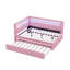 Lit plateforme tapissier pleine grandeur avec ports USB et ceinture à DEL, avec lit gigogne, rose-1061584242