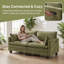 Canapé moderne en chenille vert moderne - canapé compact à 2 places avec deux ports de chargement USB et poches latérales, parfait pour les petits espaces-129023808