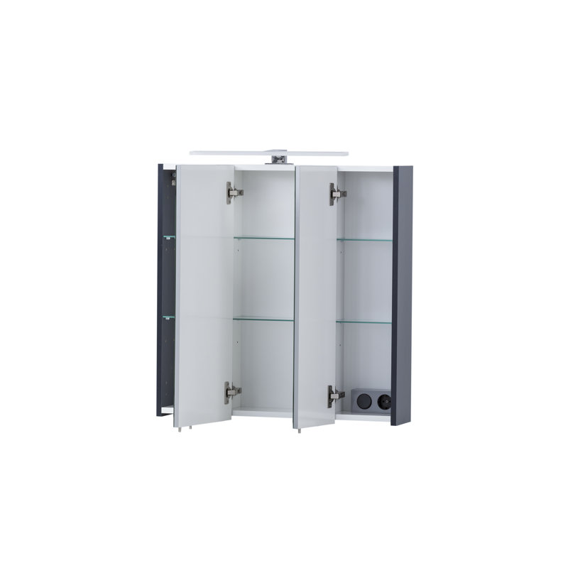 Jaelene Bansil 70 cm x 74.8 cm Mirror Cabinet with LED Lighting, Dark Blue