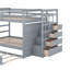 Lit superposé double au dessus d'un lit double avec escalier et lit gigogne-1282707459