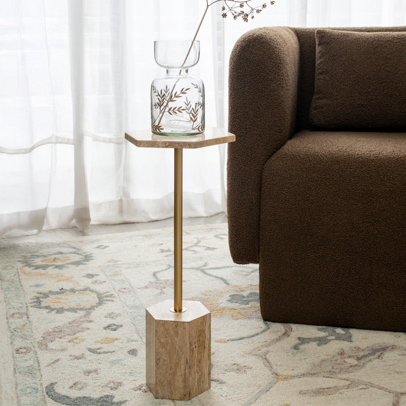 Table à boissons transitionnelle en marbre massif faite à la main Martini, Beige