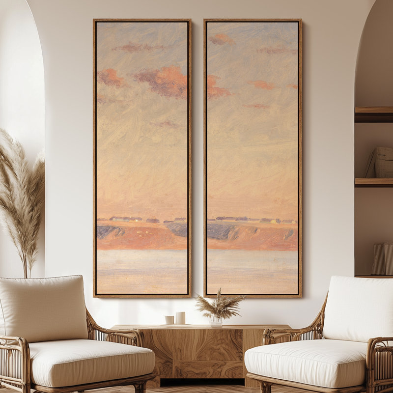 «Vintage Landscape Wall Art», ensemble de 2 toiles encadrées 20 x 60 pouces, Naturel