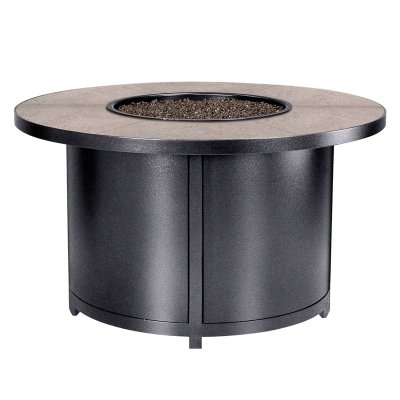 Elba Aluminum Outdoor Fire Pit Table, 24" H x 42" W x 42" D, Graphite, Summit Gray