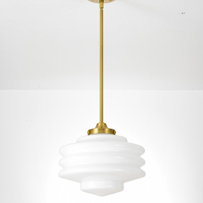 Suspension moderne à une lumière avec abat-jour en verre à trois couches