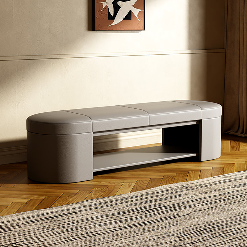 Tabouret avec rangement à chaussures 47,2 po, Gris clair
