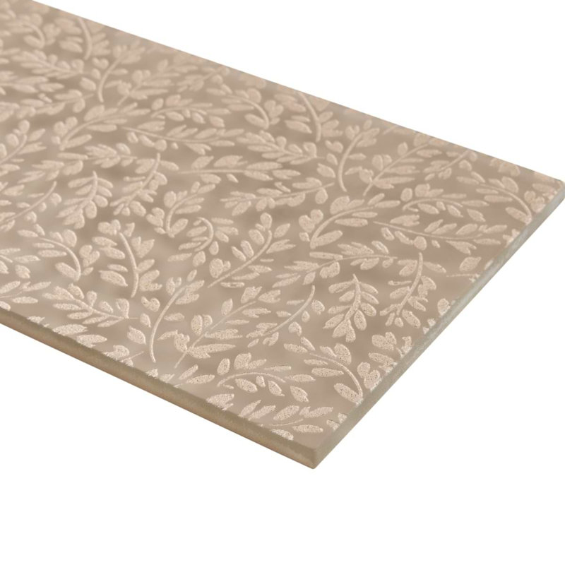 Sonya Flowers 6x16 Frosted Glass Tile, Bronze