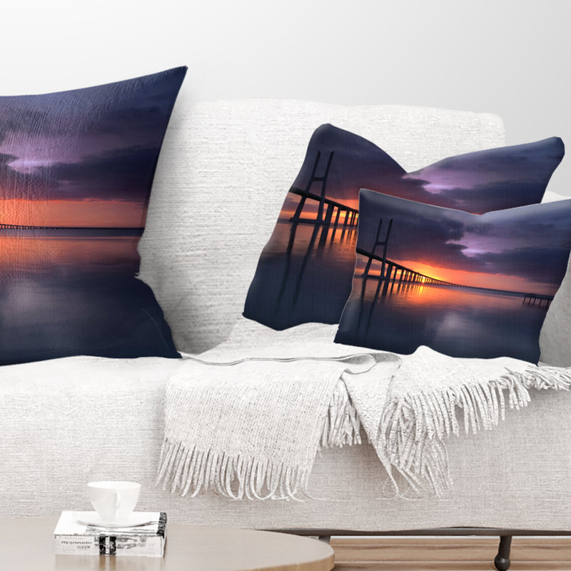 Coussin de portugal seascape vasco da gama bridge, Rectangle 12" x 20"