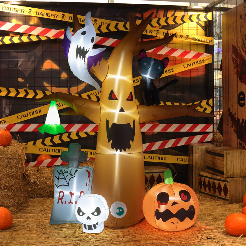 LED String Lights With Tombstone Pumpkin Ghost Tree Inflatable Halloween Decoration