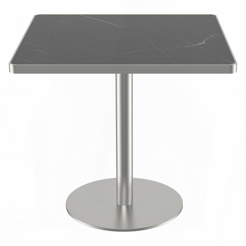 Table bistro carrée 31,5 po - Plateau en faux marbre de montagne enneigé avec pieds dorés, Green/Gold