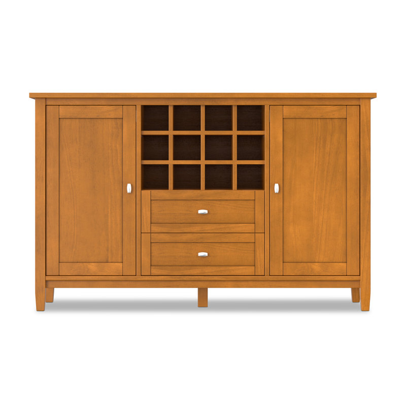 Armoire de rangement en bois massif avec porte-bouteilles Warm Shaker