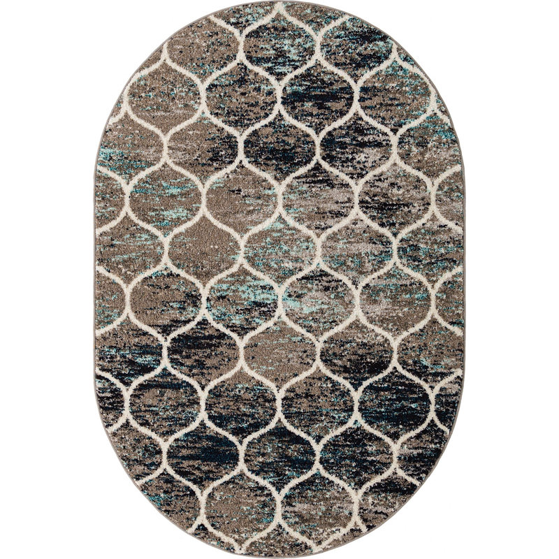 Geometric Indoor Rug, Oval 4' x 6'