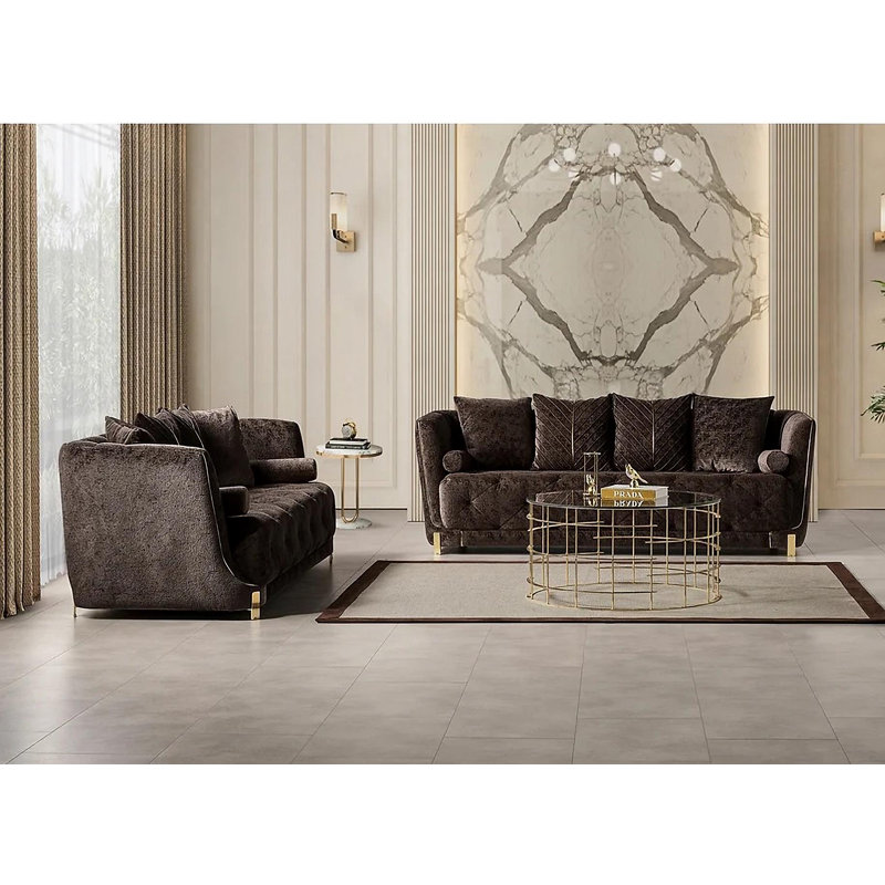 Hyson 2 - Piece Living Room Set, Brown Chenille