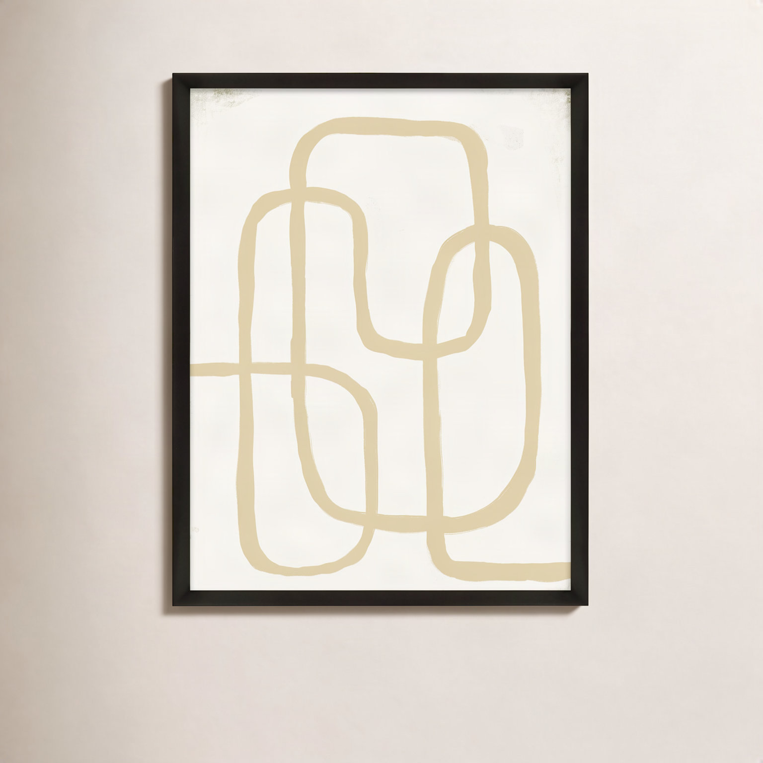 Line Works In White 2 by StudioM, 30" H x 21" W x 1.25" D, Black Framed Paper