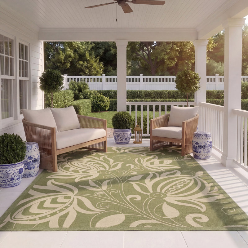 Tapis d'intérieur / extérieur floral Marpain Performance, Rectangle 8 pi x 11 pi