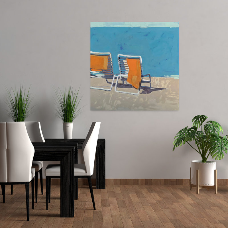Serviette orange, art côtier abstrait d'été, H 36 po x l 36 po