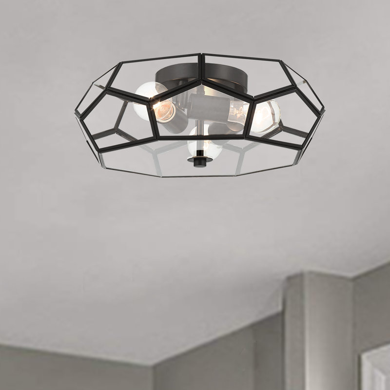Plafonnier encastré géométrique unique / remarquable à 3 lumières de 15,75 po, Noir
