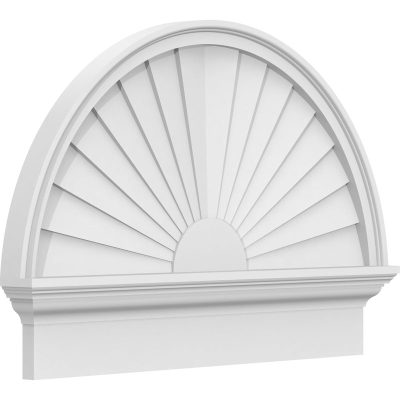 Demi-cercle à fronton en PVC de qualité architecturale Sunburst, H 21 3/4 po x l 30 po x P 2 3/4 po