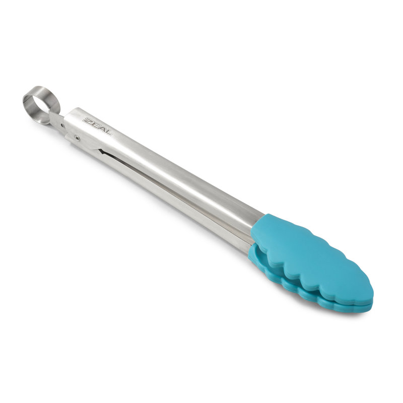 Zeal Kitchen Tong, 28.5cm L x 5.5cm W x 3cm D, Aqua Blue